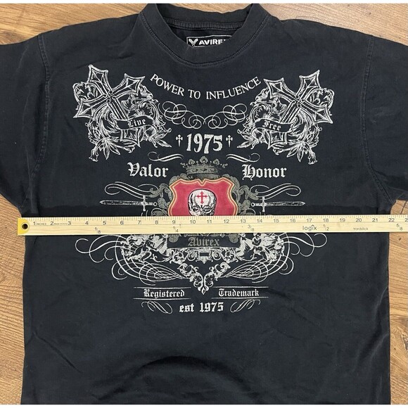 Vintage Y2K Avirex Power To Influence Skull Embroidered Shirt Mens L Valor 1975 - Picture 5 of 9